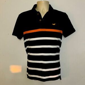 HOLLISTER  100% cotton blue white yellow short sleeve polo shirt size small
